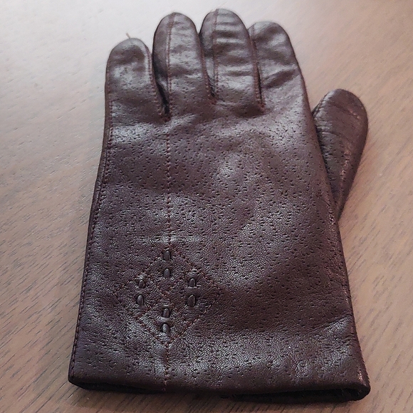 Vintage Kid Leather Gloves (lined) Made in Hungary | Brown Sz 6.5-7 - Picture 11 of 12